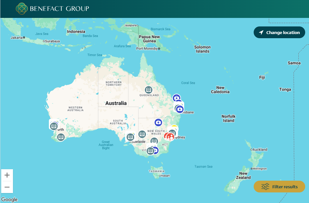 Ansvar Australia giving map
